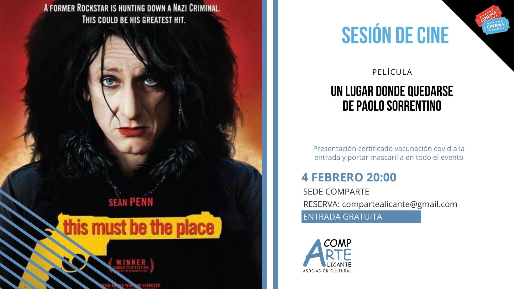 Sesión de cine con la película Un lugar donde quedarse de Paolo Sorrentino