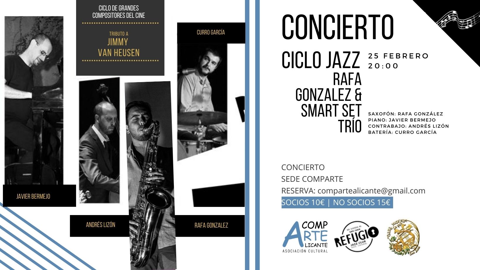 Ciclo jazz y cine: Tributo a Jimmy Van Heusen por Rafa González & Smart set Trío