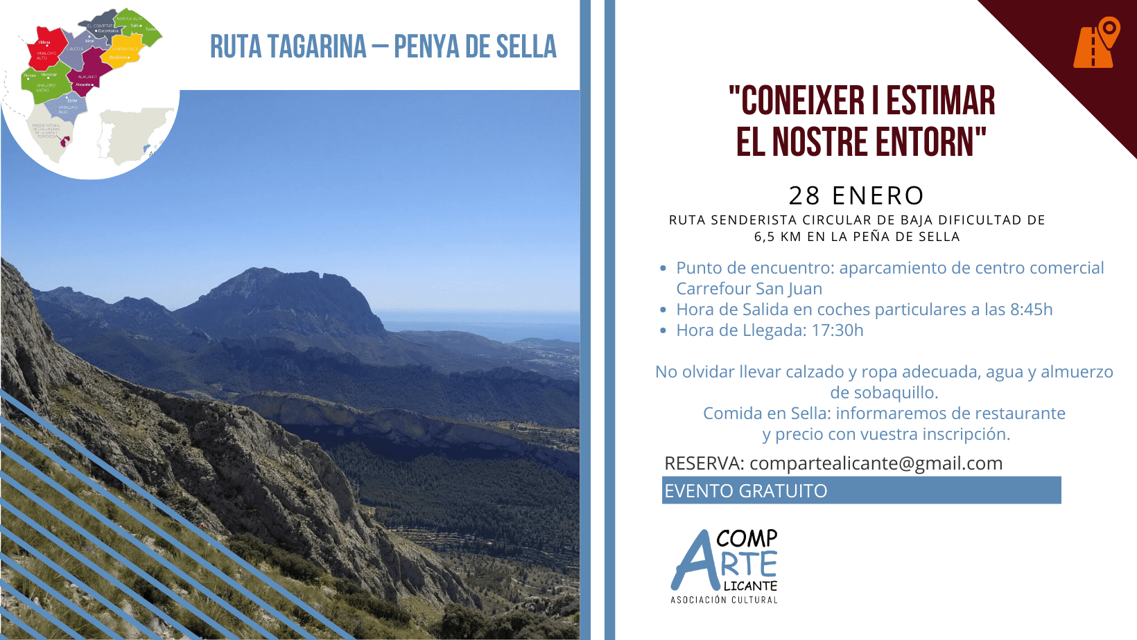 cartel ruta senderista Tagarina - Penya de Sella