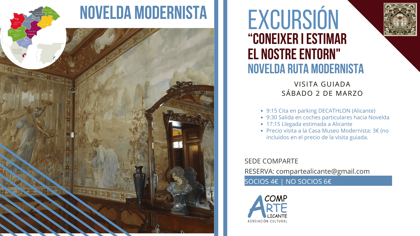 cartel visita guiada a Novelda modernista