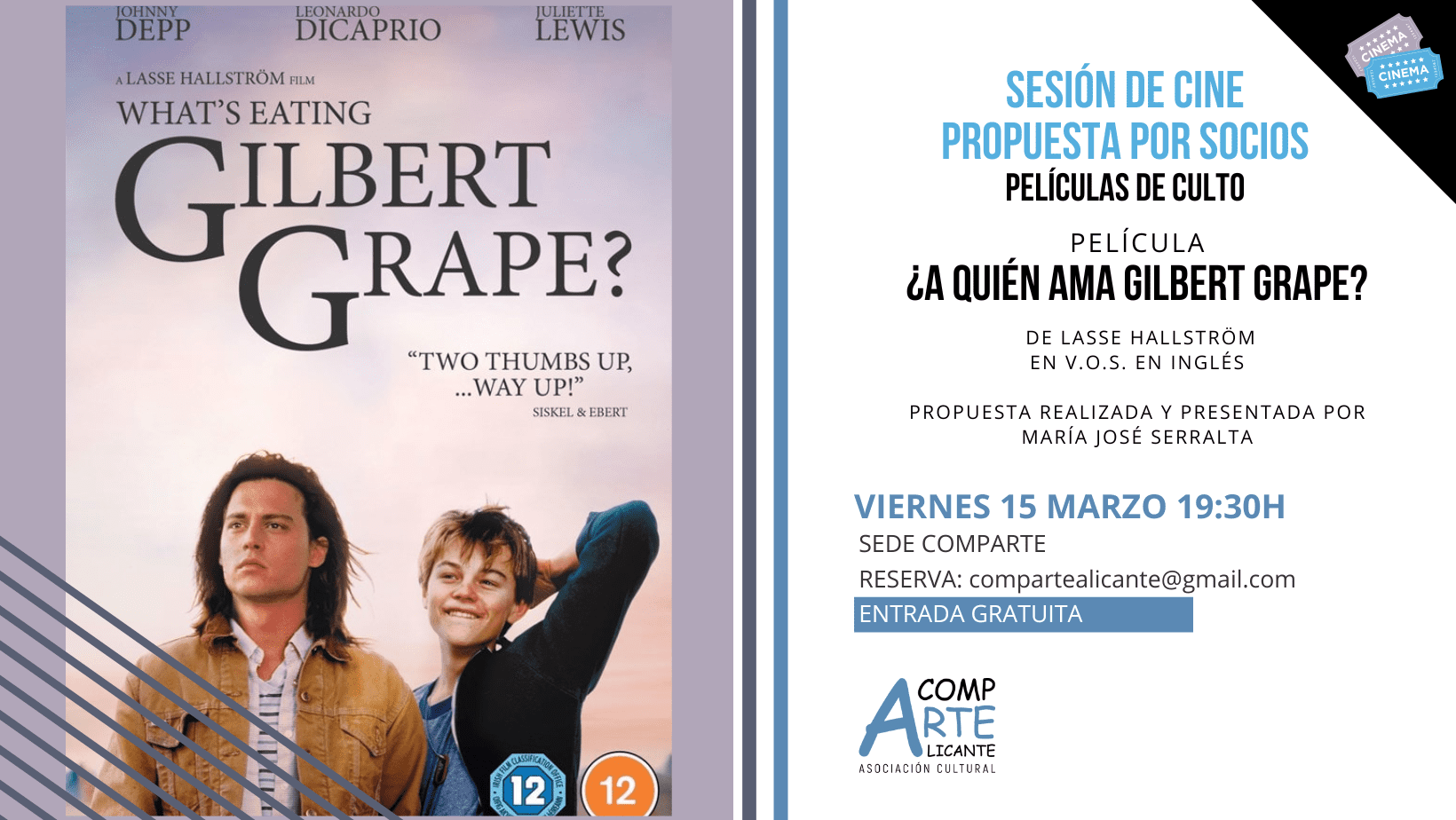 cartel de la película a quién ama Gilbert Grape?