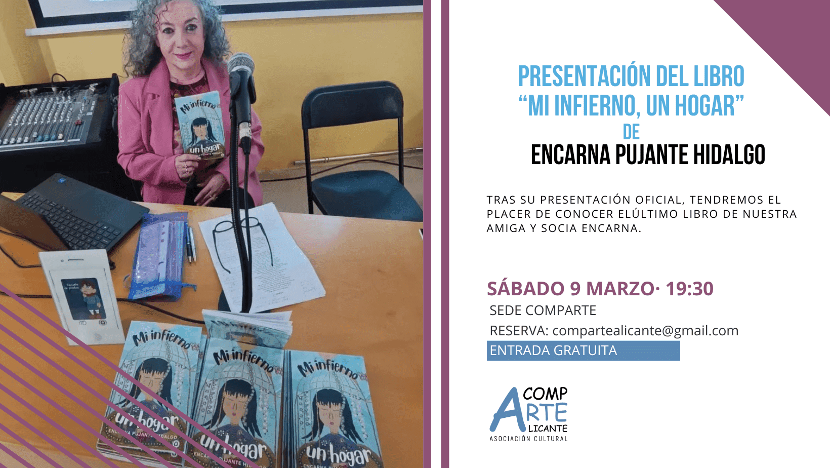 cartel de la presentación de libro de poemas mi infierno un hogar