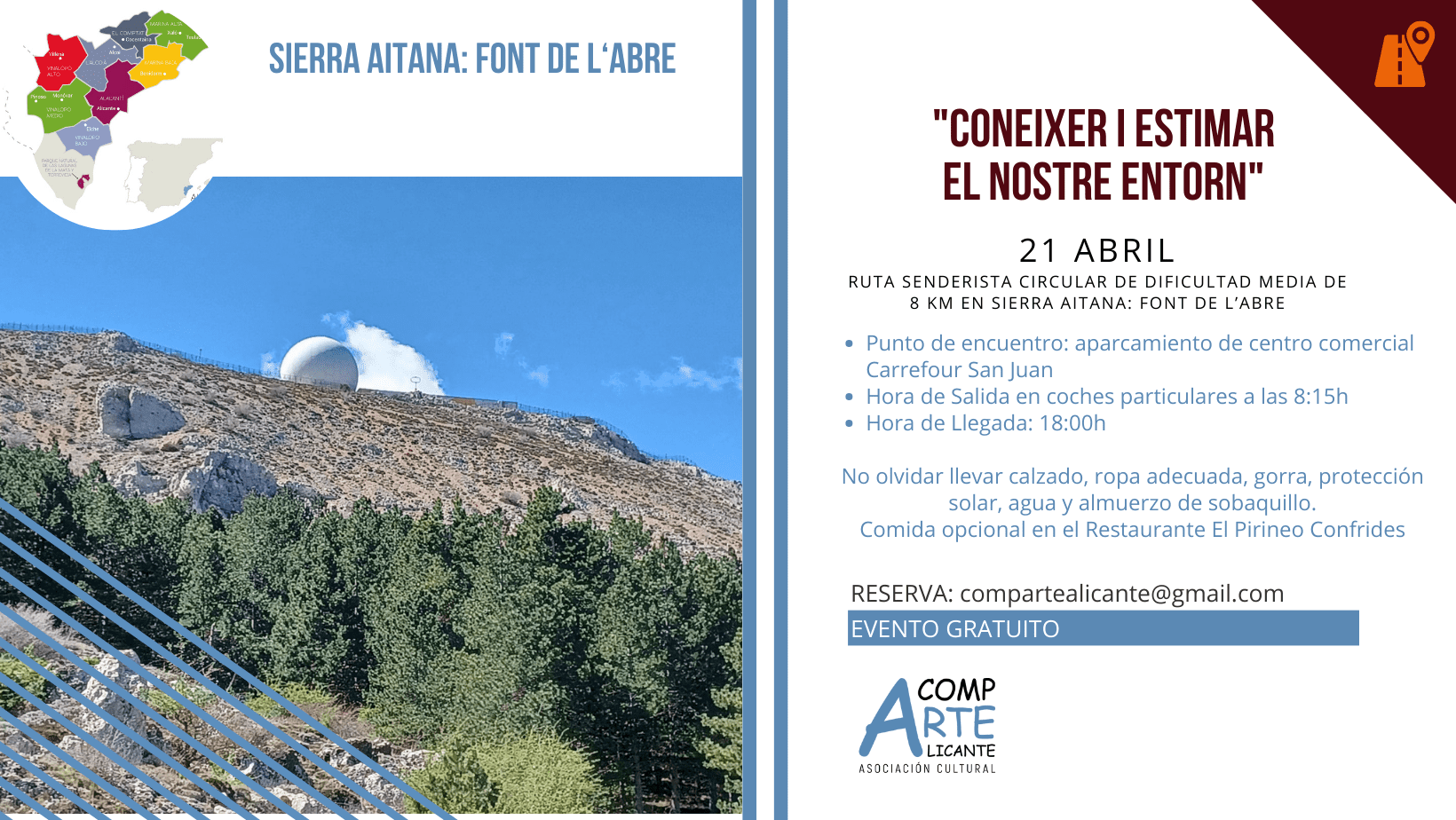 cartel ruta circular Sierra Aitana: Font de L'Abre