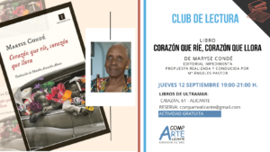 Cartel del libro corazón que ríe, corazón que llora de la escritora Maryse Condé.