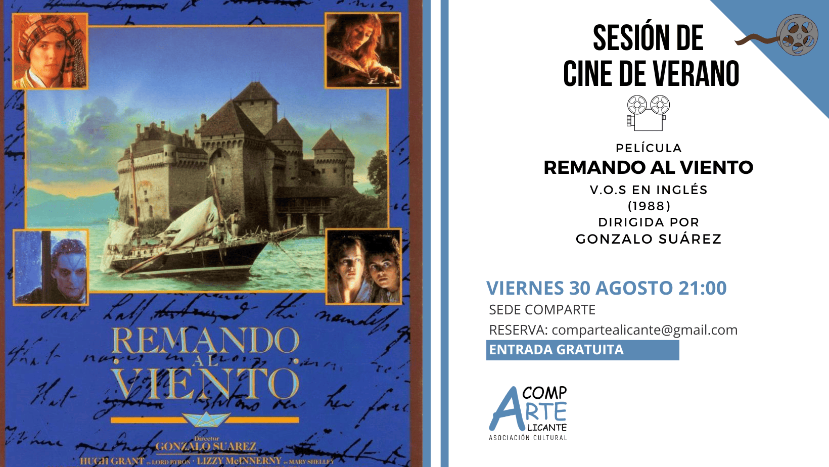 cartel de la película remando al viento de Gonzalo Suárez