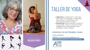Cartel del taller de yoga impartido por Rosario Ferrer