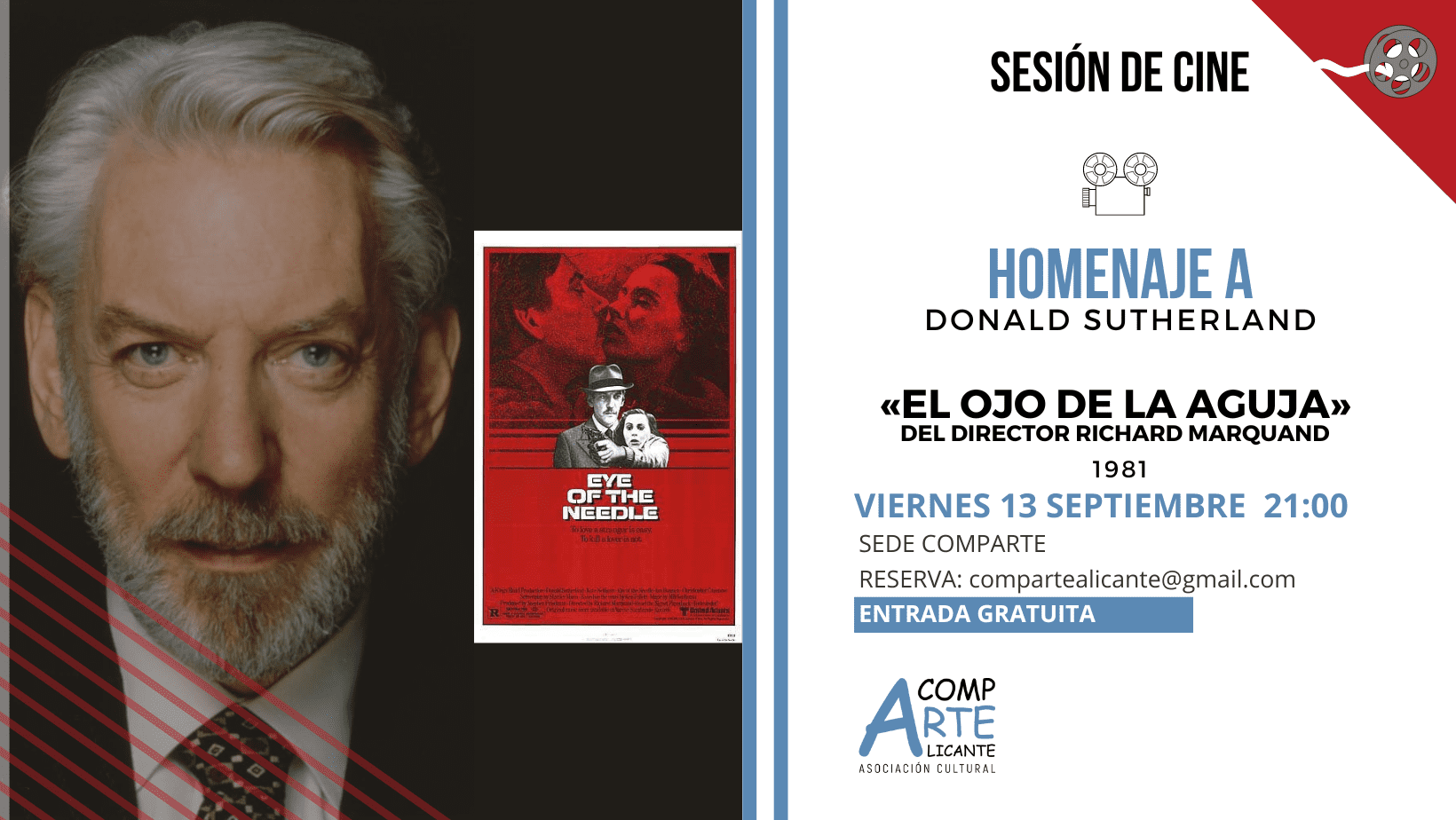 cartel homenaje a Donald Sutherland con el ojo de la aguja
