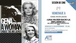 Cartel del homenaje a Gena Rowlands con la pelicula Una mujer bajo la influencia