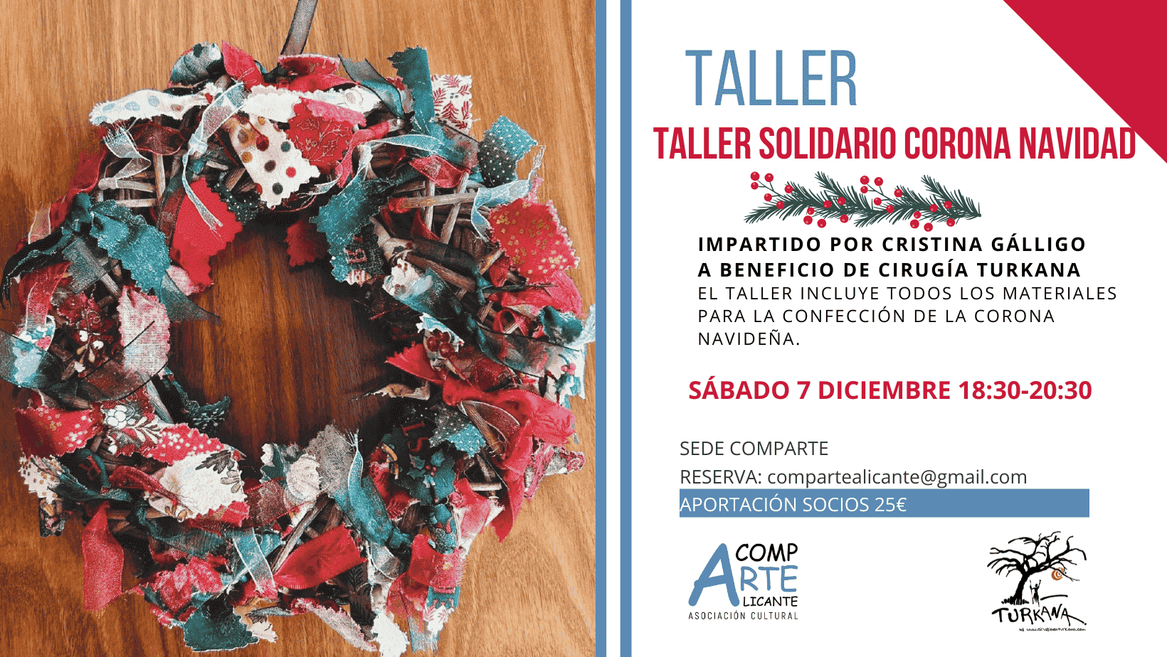 cartel taller solidario corona navidad