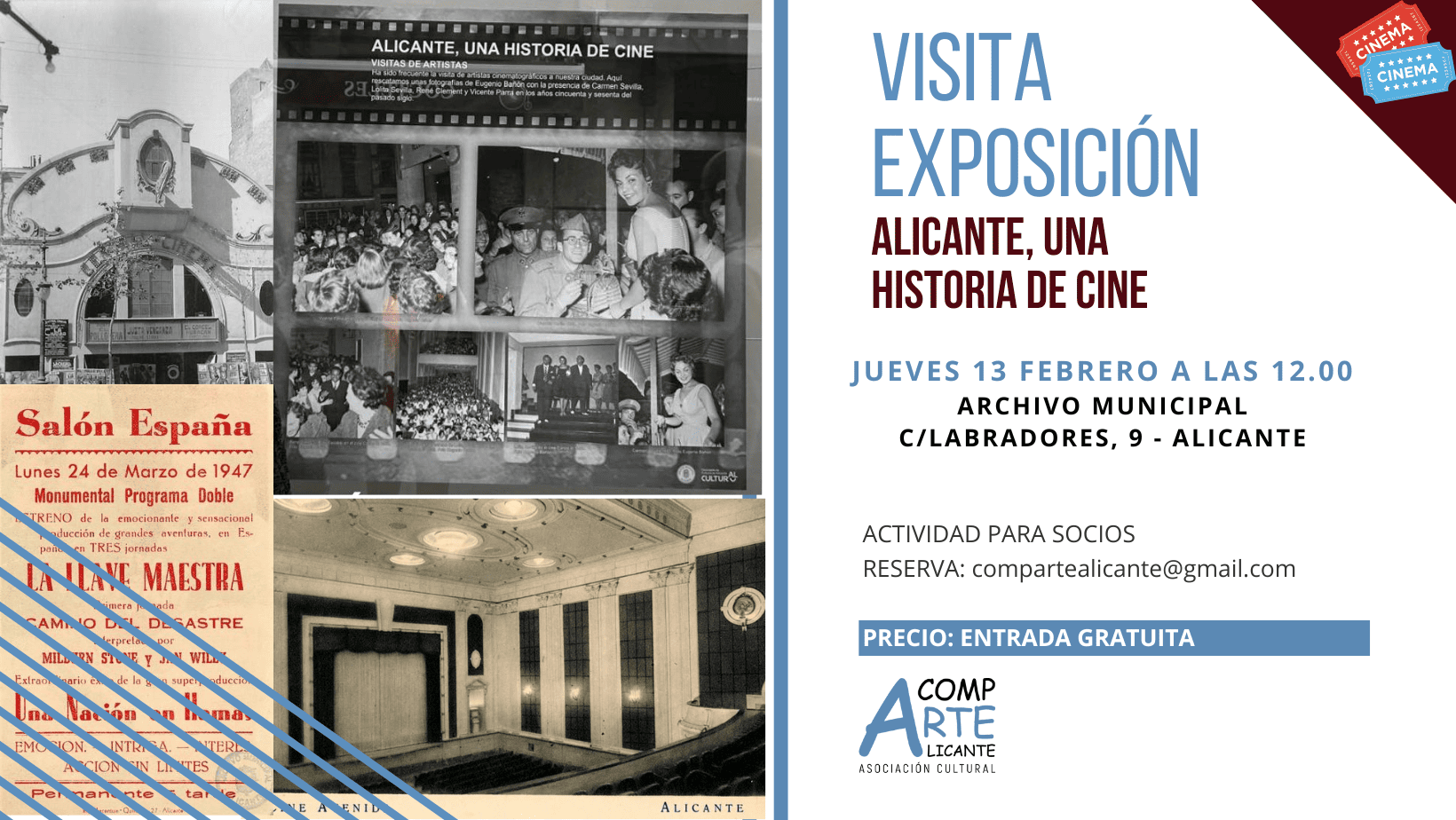 cartel visita exposición Alicante, una historia de cine.