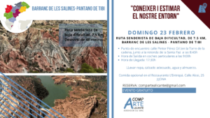 Cartel ruta senderista Barranc de les Salines y presa del pantano de Tibi
