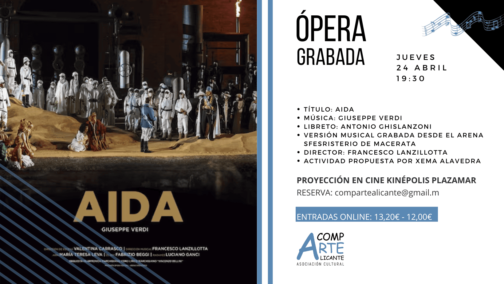 CARTEL DE OPERA GRABADA AIDA DE VERDI