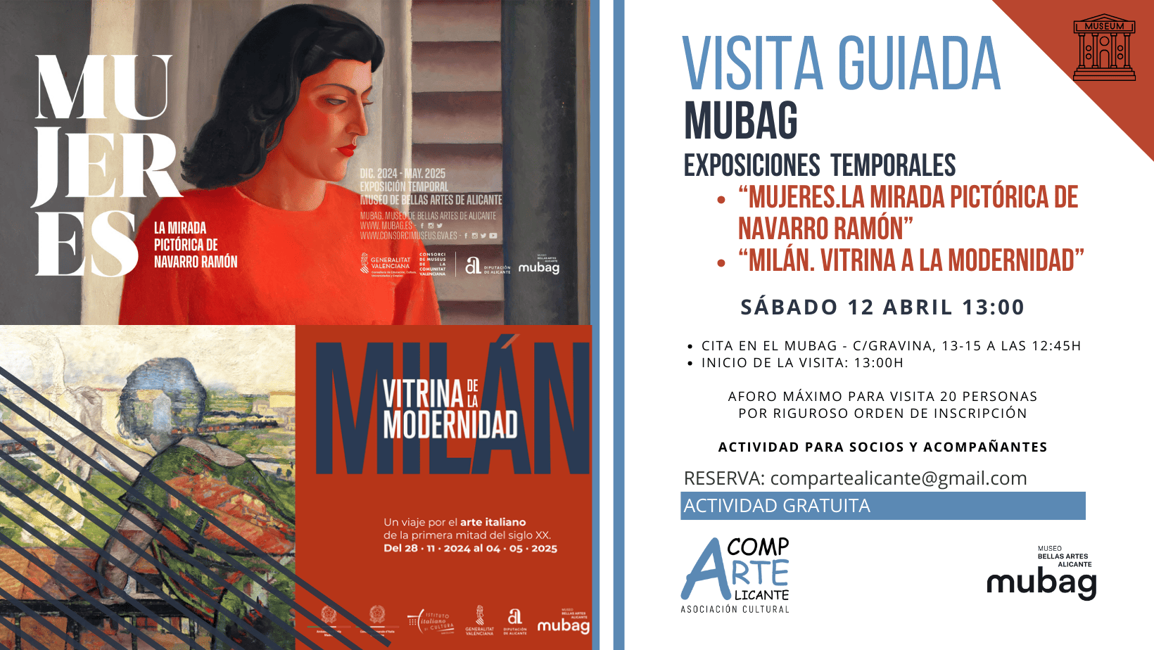Cartel de Visita guiada al Mubag - Exposiciones Temporales