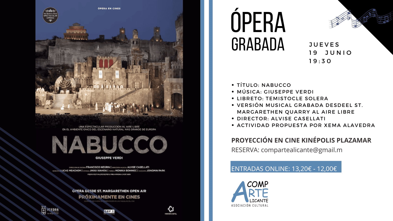CARTEL DE LA OPERA GRABADA NABUCCO DE VERDI