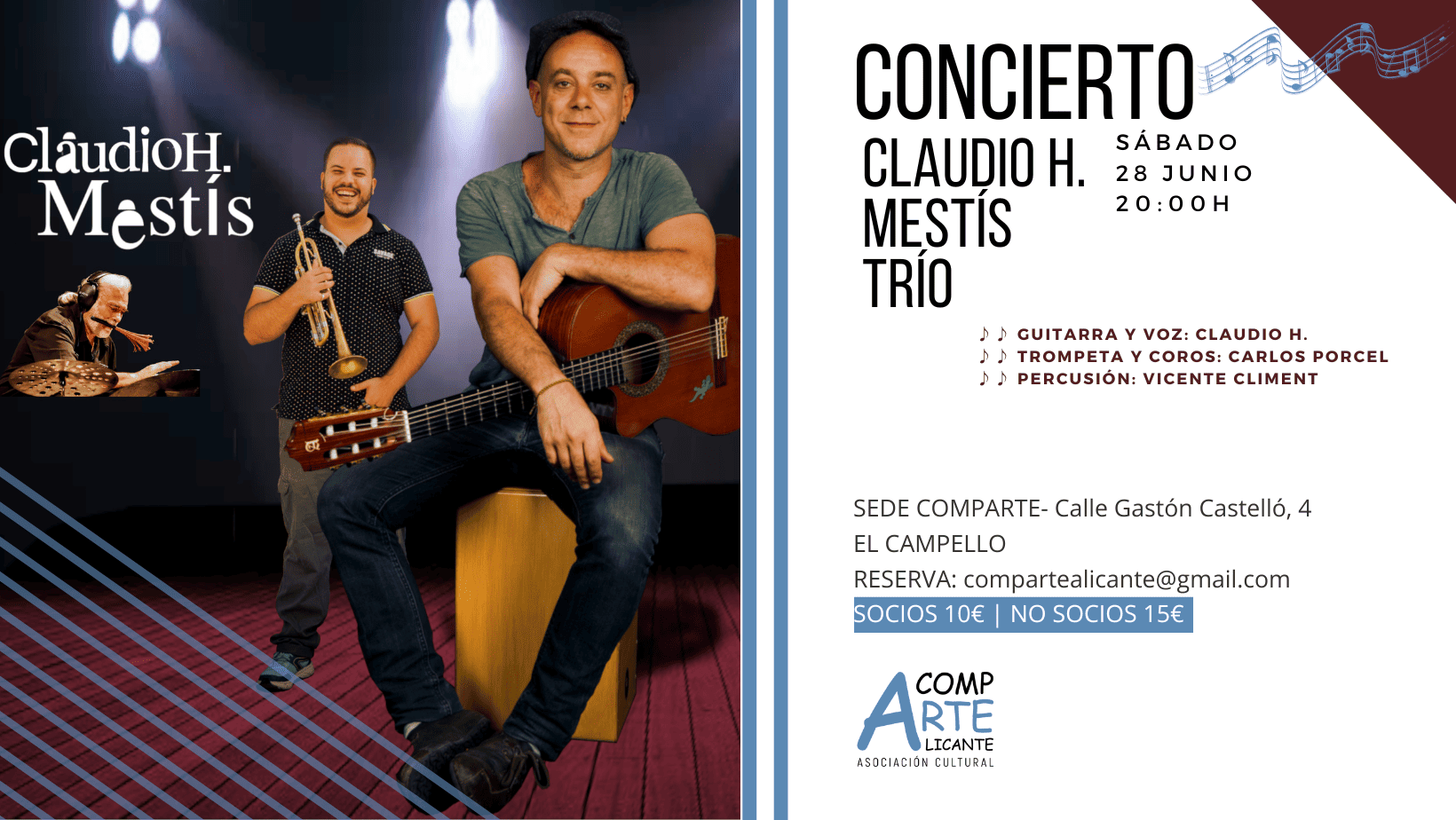 cartel del concierto de Claudio H. Mestis Trío