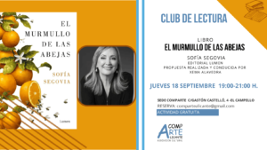 CARTEL CLUB DE LECTURA el MURMULLO DE LAS ABEJAS DE SOFÍA SEGOVIA