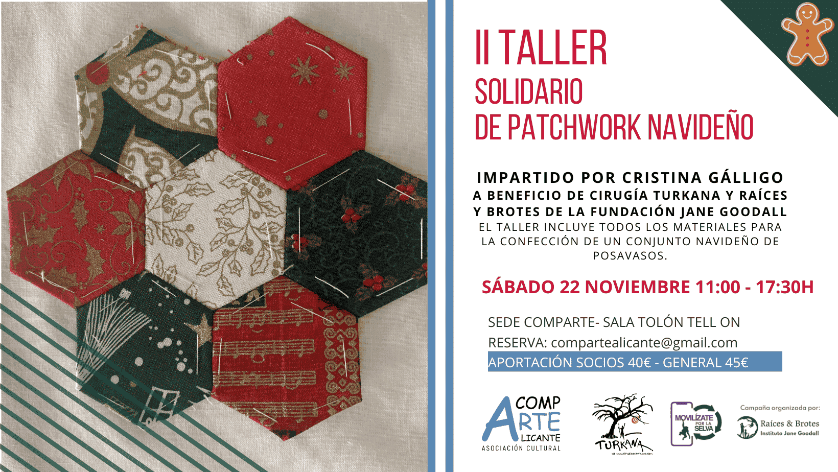 CARTEL DEL II TALLER SOLIDARIO DE PATCHWORK NAVIDEÑO