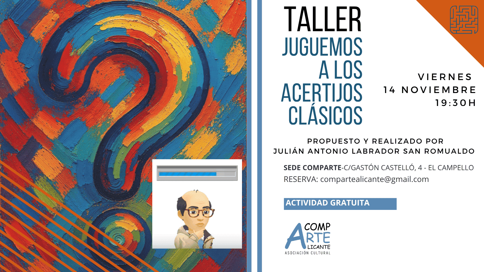 CARTEL DE JUGUEMOS A LOS ACERTIJOS CLÁSICOS