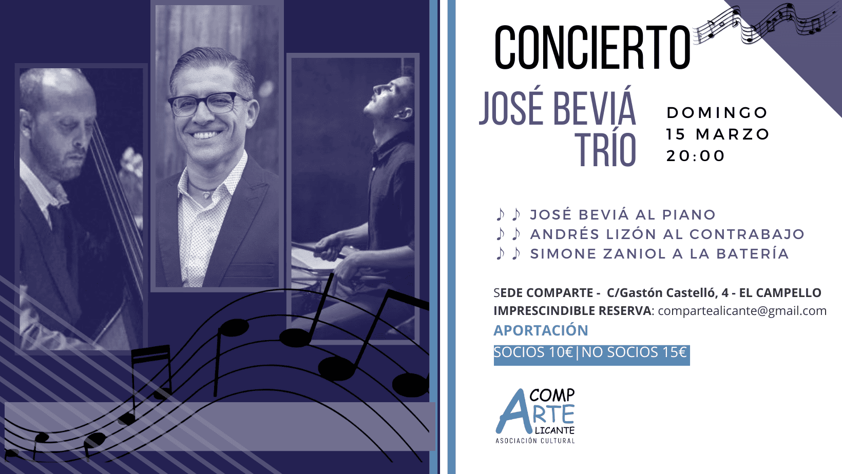 CARTEL DEL CONCIERTO JAZZ JOSÉ BEVIÁ TRÍO